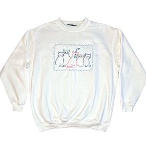 Vintage 90's Weekend Edition Cats, Cats & More Cats Embroidered Sweatshirt M